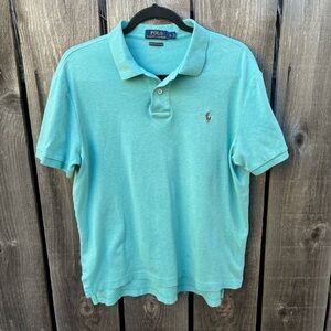 Men's Polo Ralph Lauren Shirt Aqua Teal L Pima Cotton Golf Gorpcore Prep Iconic